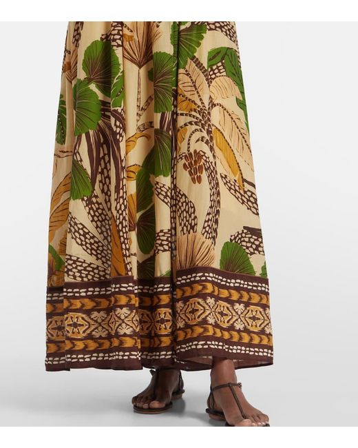 Farm Rio Metallic Maxikleid Folliage Sketch