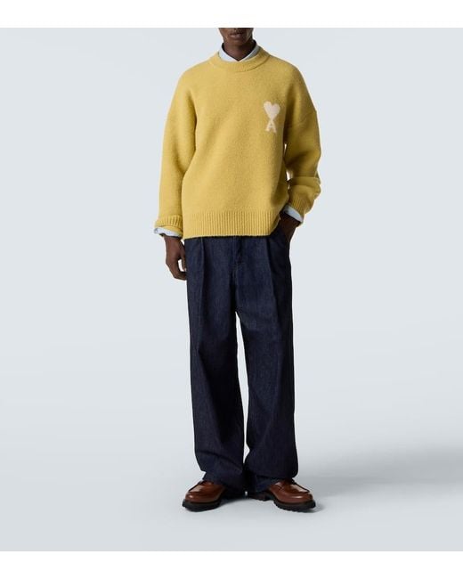 Pullover Ami De Cour di AMI in Yellow da Uomo