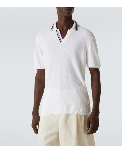 Orlebar Brown White Horton Cotton-Blend Boucle Polo Shirt for men