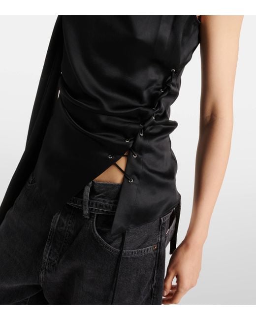 Acne Black Asymmetric Satin Top