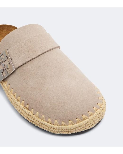 Tory Burch White Mellow Woven Suede Clogs