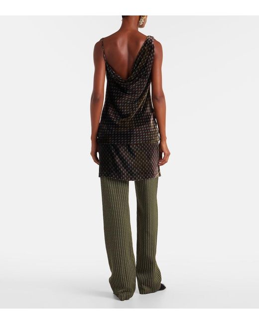 Dries Van Noten Black Draped Printed Velvet Top
