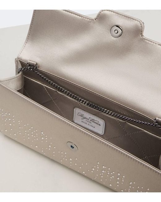Roger Vivier Gray Efflorescence Embellished Satin Clutch