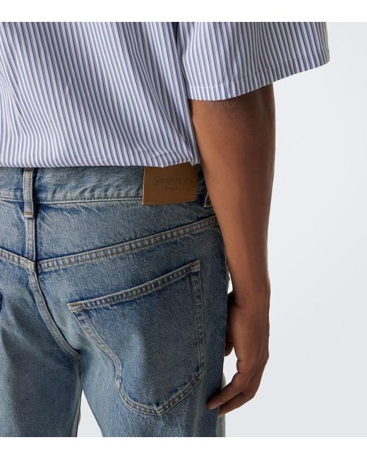 Saint Laurent Blue Faded Wide-Leg Jeans for men