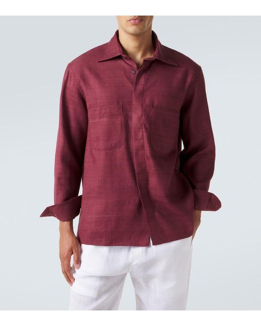 Saman Amel Red Regis Silk Shirt for men