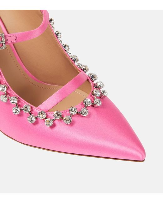 Malone Souliers Pink Gala Embellished Satin Mules