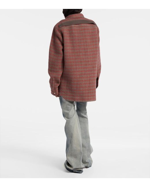 Rick Owens Red Checked Virgin Wool Overshirt