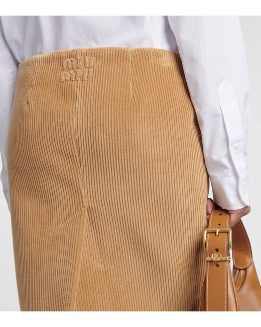 Miu Miu Natural Corduroy Pencil Skirt