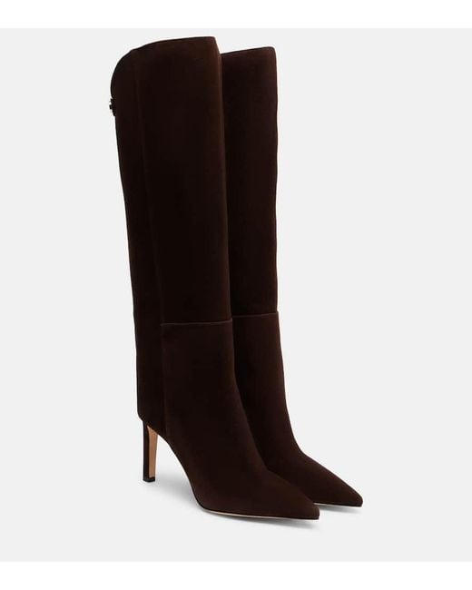 Jimmy Choo Black Alizze 85 Suede Knee-High Boots