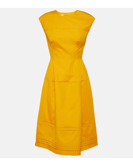 Robe midi plissee en coton Marni en coloris Yellow