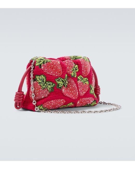 Loewe Red Paula's Ibiza Flamenco Mini Beaded Clutch for men