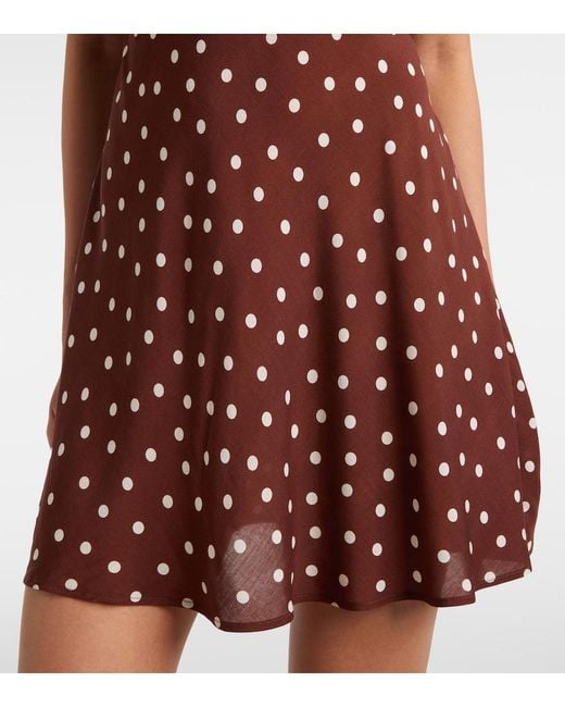 Rixo Red Cely Lace-Trimmed Polka-Dot Minidress