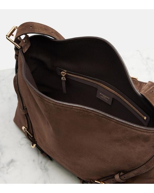 Givenchy Brown Voyou Medium Suede Shoulder Bag
