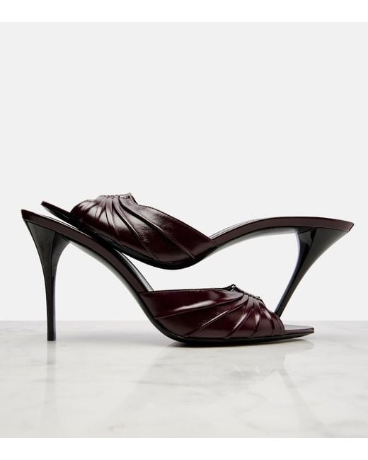 Saint Laurent Black Babylone Cassandre Leather Mules