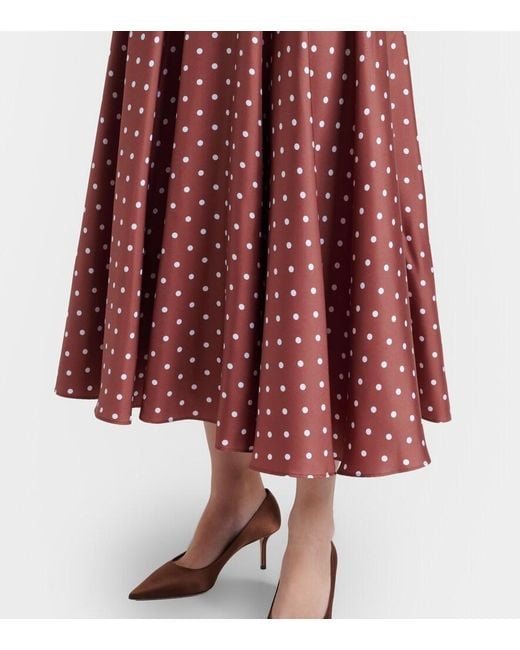 Rodarte Brown Belted Polka-Dot Silk Twill Midi Dress