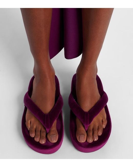 Balenciaga Purple Jet Lag Velvet Platform Thong Sandals