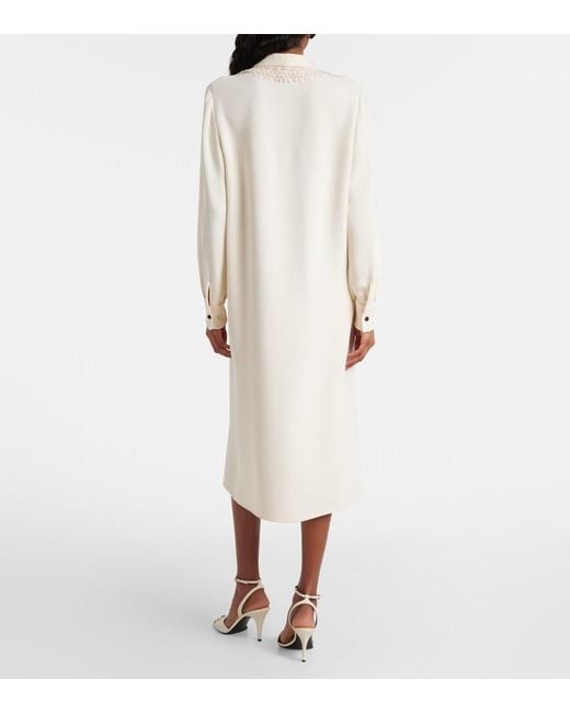 Valentino Natural Cady Couture Lace-Trimmed Midi Dress