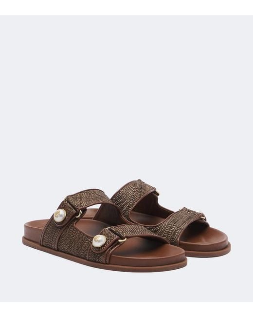 Jimmy Choo Brown Fayence Raffia-Effect Sandals