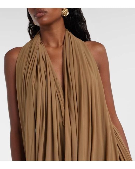 Vestido De Coctel Drapeado Con Espalda Abierta Magda Butrym de color Brown