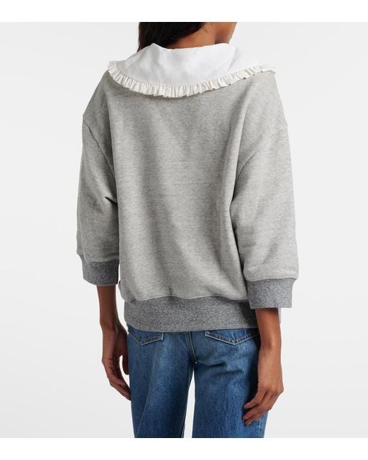 Chloé Gray Cotton-Blend French Terry Sweatshirt