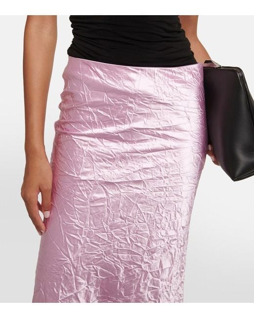 The Attico Pink Crinkled Satin Slip Skirt
