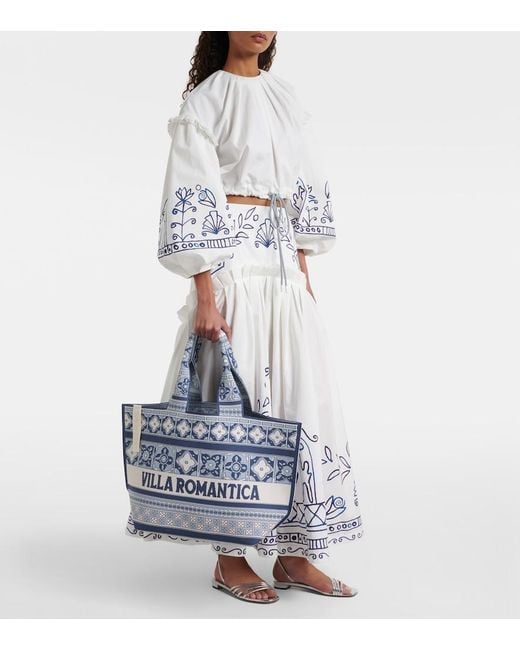 ALÉMAIS Blue Villa Romantica Maxi Jacquard Tote Bag