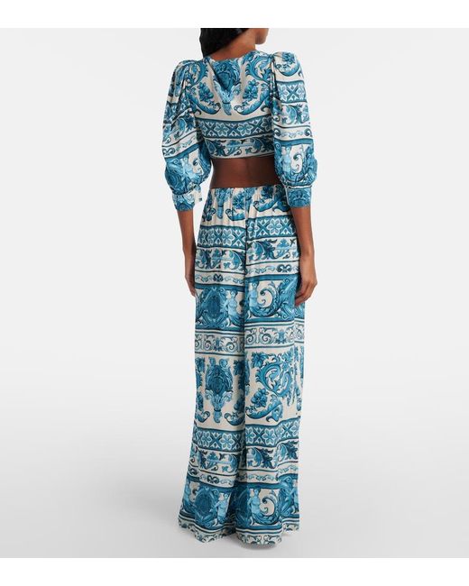Adriana Degreas Blue Printed Crop Top