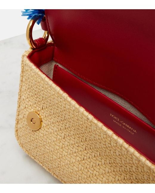 Dolce & Gabbana Blue 3.5 Small Raffia-Effect Crossbody Bag