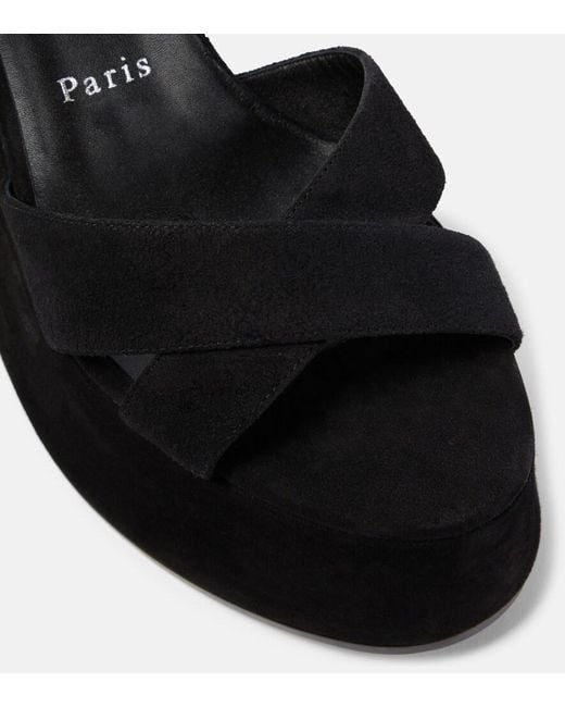 Christian Louboutin Black Supramariza 130 Suede Wedge Sandal