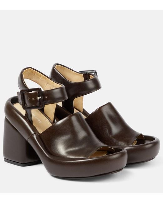 Lemaire Brown Leather Platform Sandals