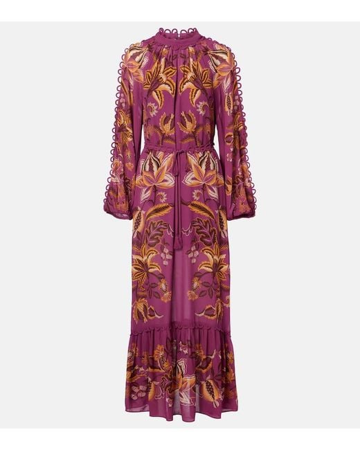 Vestido Largo Floral Farm Rio de color Red