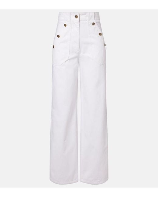Max Mara White High-Rise Wide-Leg Jeans