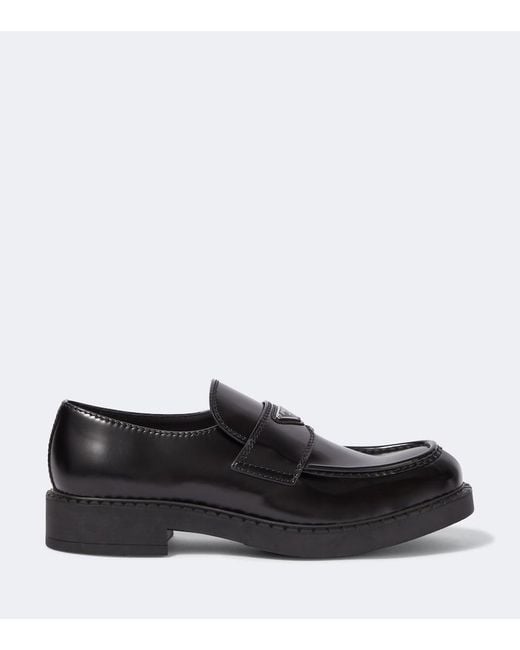 Prada Black Chocolate Leather Loafers for men
