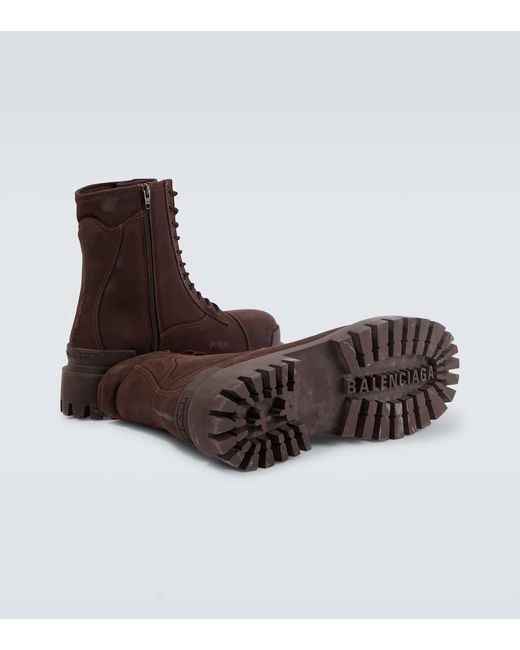 Balenciaga Brown Strike Combat Boots for men