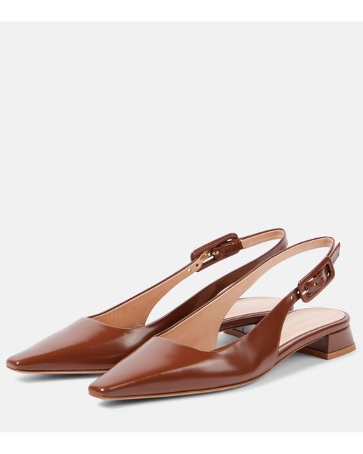 Gianvito Rossi Brown Patent Leather Slingback Flats
