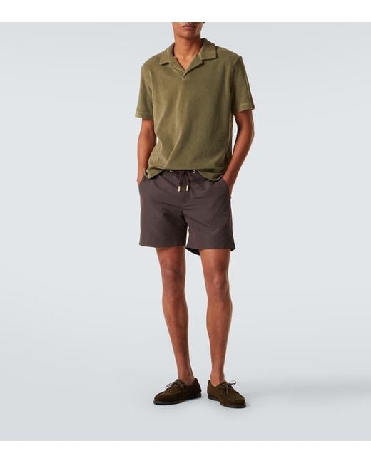 Orlebar Brown Green Terry Resort Cotton Terry Polo Shirt for men