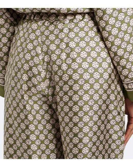 Max Mara Natural Printed Silk Wide-Leg Pants