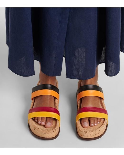 Gabriela Hearst Orange Striker Leather Platform Sandals