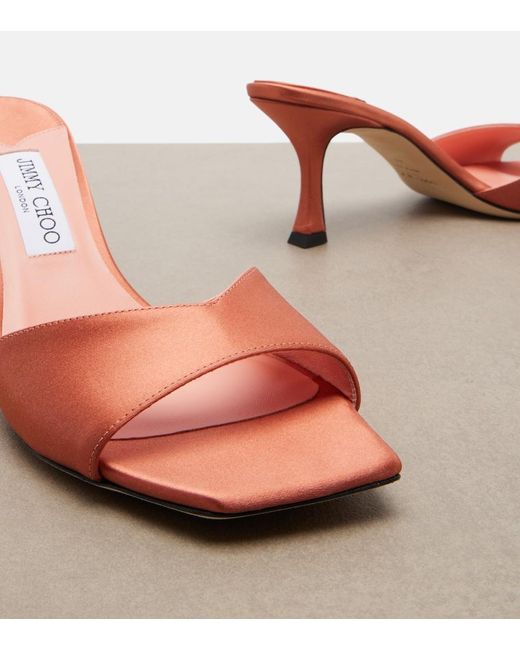 Jimmy Choo Pink Skye Satin Mules