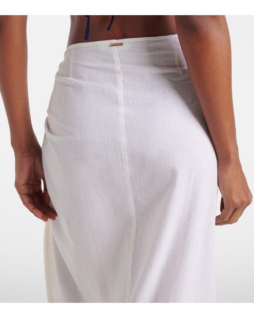 Melissa Odabash White Pareo Winnie Aus Baumwolle Und Leinen