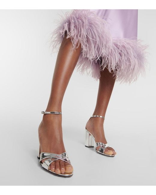 Aquazzura Divine 85 Metallic Leather Sandals