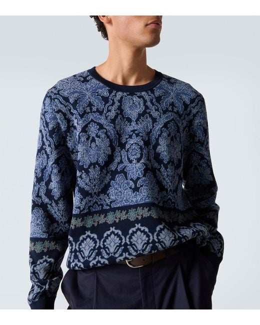 Jersey De Algodon En Intarsia Etro de hombre de color Blue