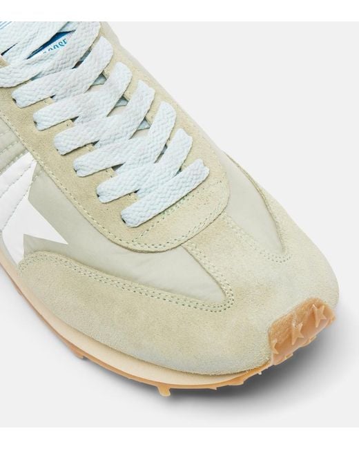Golden Goose Deluxe Brand White Running Marathon Suede-Trimmed Sneakers