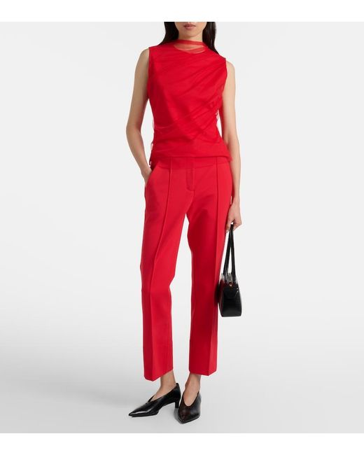 Dorothee Schumacher Red Cropped Mid-Rise Slim Pants