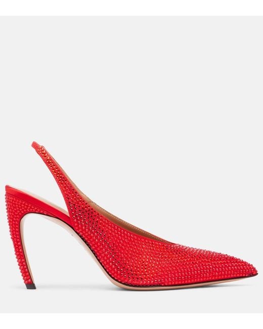 The Attico Red Slingback-Pumps Viper 95 Mit Kristallen