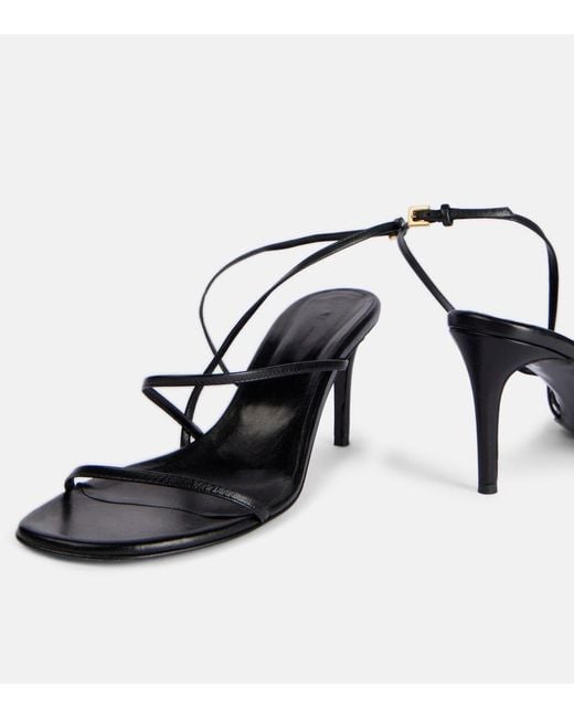 Khaite Black Loop 75 Leather Sandals