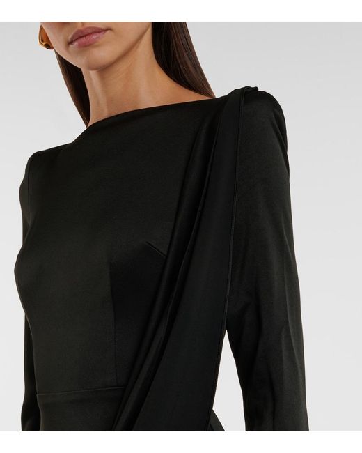 Alex Perry Black Asymmetric Draped Midi Dress