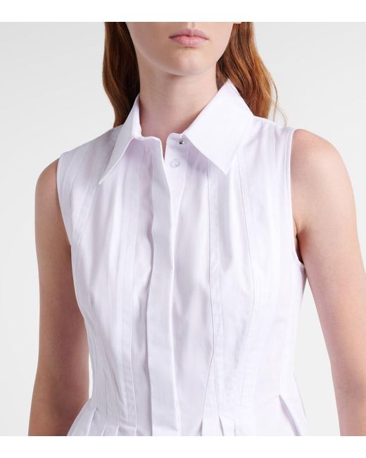 Sportmax White Certosa Peplum Cotton Poplin Shirt