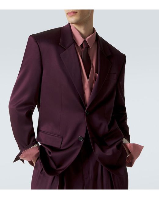 Saint Laurent Purple Silk Satin Blazer for men