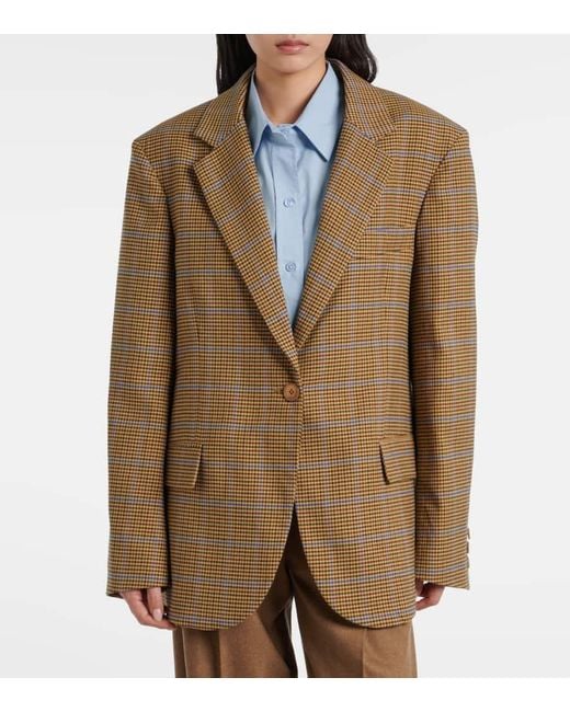 Frankie Shop Brown Lyra Houndstooth Oversized Blazer